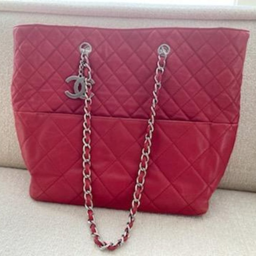 Chanel Vintage Lambskin Quilted Shoulder Bag-RED - Picture 1 of 10